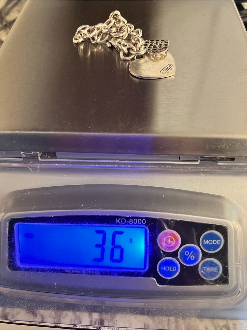COACH Sterling Silver Double Heart 925 Bracelet with dog leash clasp 36 Grams - Picture 13 of 13